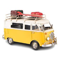 Foto van Clayre & eef decoratie miniatuur bus 27x10x15 cm geel ijzer decoratie model miniatuur bus geel decoratie model
