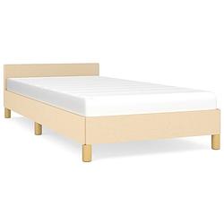 Foto van The living store bedframe crème - 203 x 103 x 50 cm - duurzaam materiaal ? ondersteunende poten ? multiplex