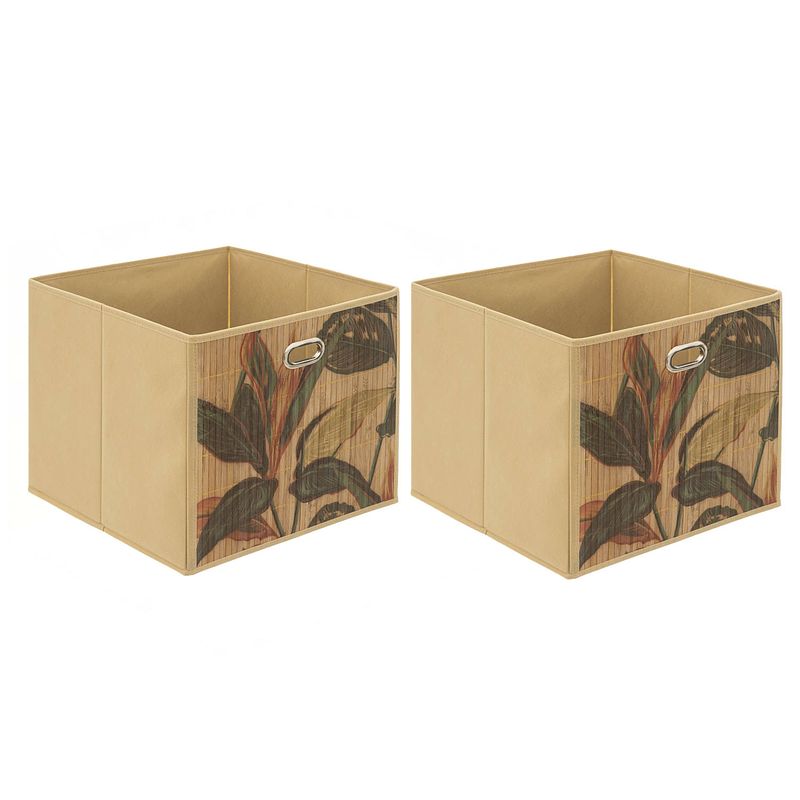 Foto van 5five opbergmand/kastmand - 2x - 29 liter - beige - bamboe - 31 x 31 x 31 cm - opbergmanden