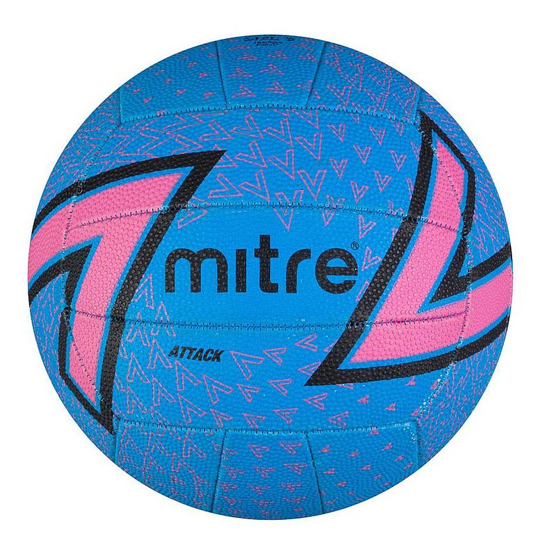 Foto van Mitre netbal attack rubber blauw/roze/zwart maat 5