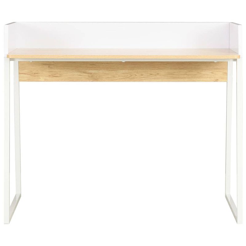 Foto van The living store bureau hoek - 90x60x88 cm - u-vormige poten - verhoogde achterkant - wit/eiken