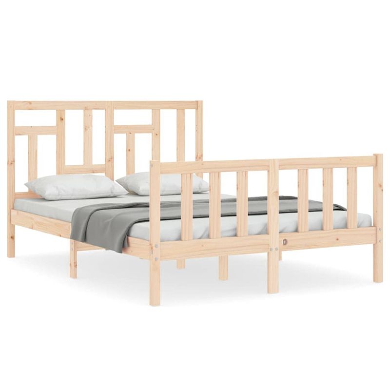 Foto van The living store massief grenenhouten bedframe - 195.5 x 125.5 x 100 cm - multiplex lattenbodem