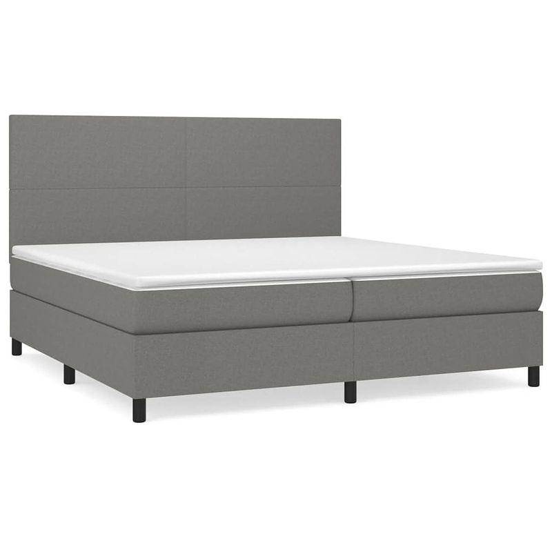 Foto van The living store boxspringbed - comfort - bed - 203 x 200 x 118/128 cm - donkergrijs