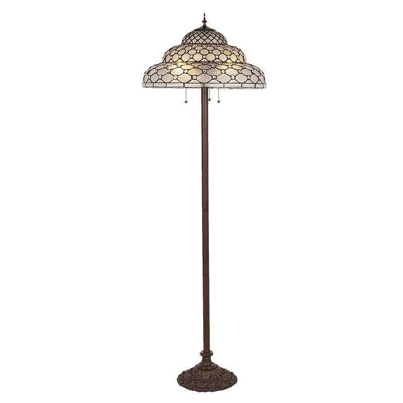 Foto van Lumilamp tiffany vloerlamp ø 52*166 cm transparant glas kunststof rechthoek staande lamp glas in lood tiffany lamp