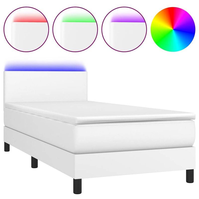 Foto van The living store boxspring bed - kunstleren bedframe - 90x190 cm - met led-verlichting