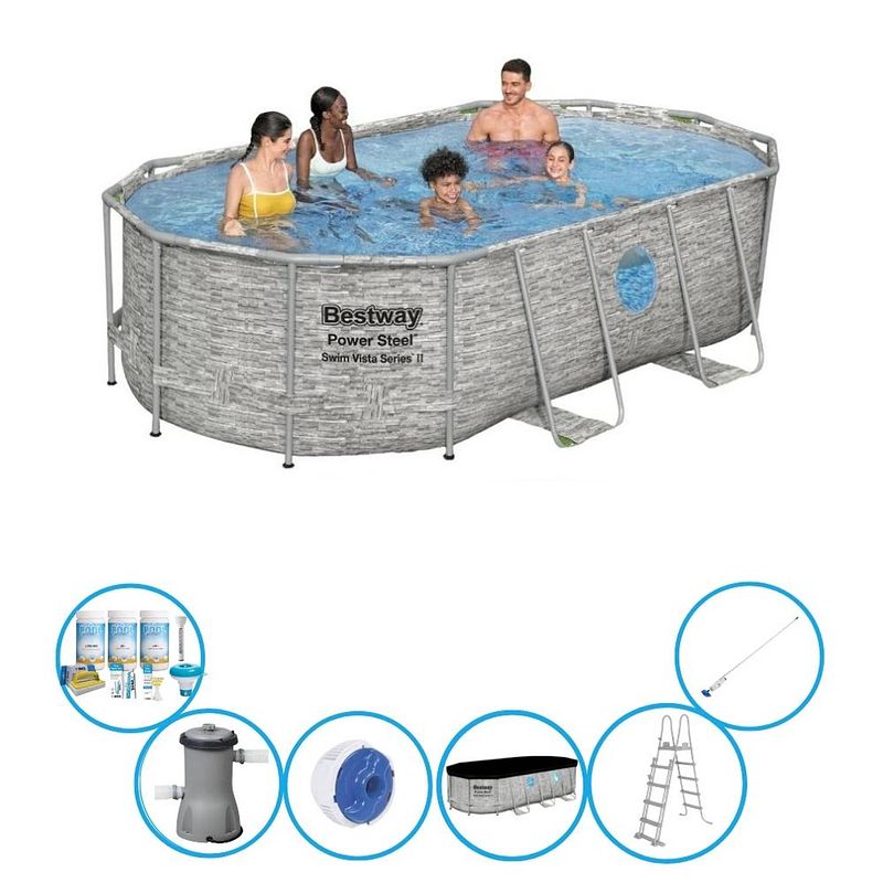 Foto van Bestway zwembad power steel swim vista - zwembadset - 427x250x100 cm