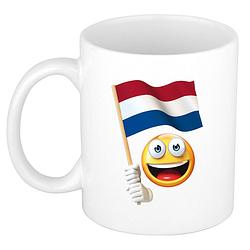 Foto van Smiley vlag nederland mok/ beker wit 300 ml - feest mokken