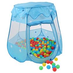 Foto van Kinderspeeltent met 100 ballen - voor binnen en buiten - inclusief draagtas - blauw