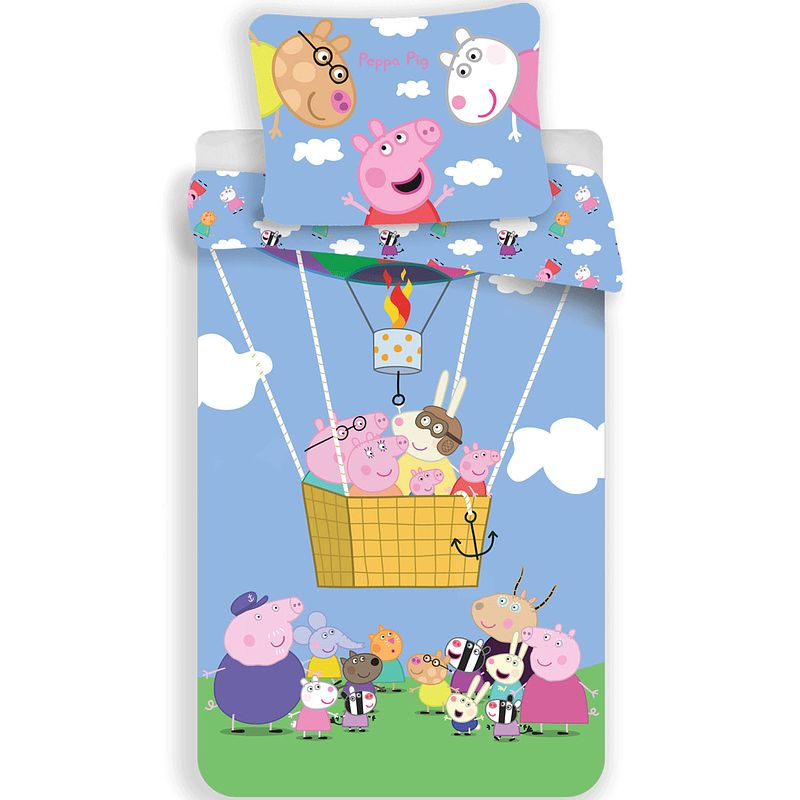 Foto van Peppa pig luchtballon dekbedovertrek - 140 x 200 - katoen