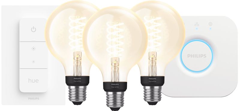 Foto van Philips hue filament white globe 3-pack startpakket