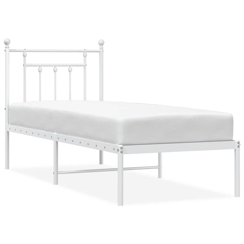 Foto van The living store metalen bedframe - robuust - wit - 196 x 80 x 97 cm - geen matras inbegrepen