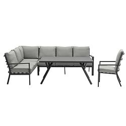 Foto van Garden impressions senja lounge dining set 4-delig links incl. stoel - donker grijs