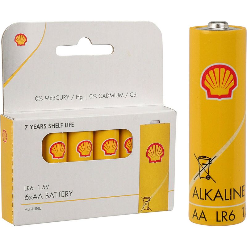Foto van Shell batterijen penlite - aa type - 6x stuks - alkaline - penlites aa batterijen