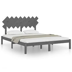 Foto van Vidaxl bedframe massief hout grijs 160x200 cm