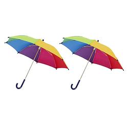 Foto van Set van 2x storm paraplus voor kinderen 77 cm doorsnede gekleurd - paraplu's
