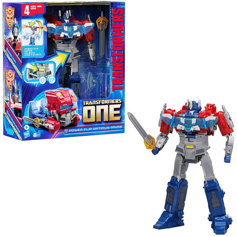 Foto van Transformers one figuur power flip optimus prime