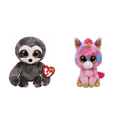 Foto van Ty - knuffel - beanie boo's - dangler sloth & fantasia unicorn