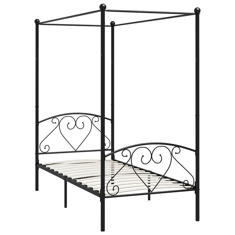 Foto van The living store hemelbedframe - metaal - zwart - 209 x 97.5 x 198 cm (l x b x h) - geschikte matras- 90 x 200 cm -