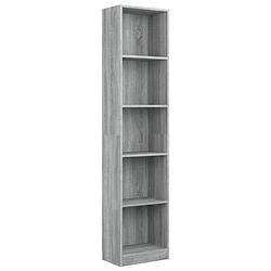 Foto van The living store boekenkast - grijs sonoma eiken - 40x24x175cm - 5-laags