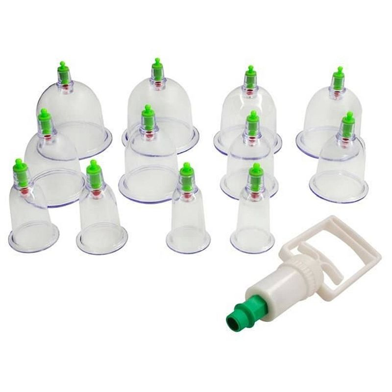 Foto van 20-delige cupping set met 6 formaten cups - pull out vacuum apparaat