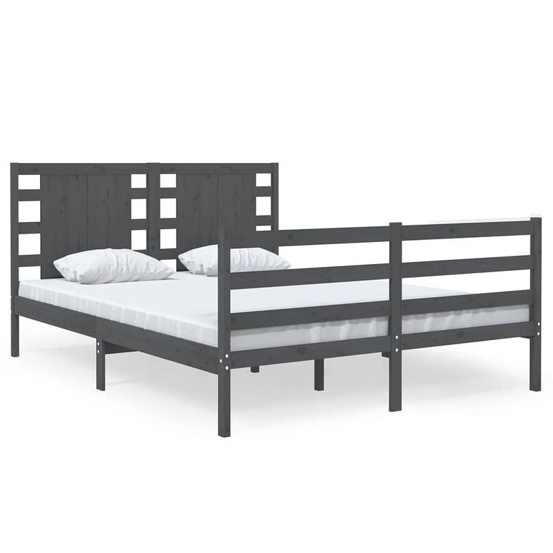 Foto van Vidaxl bedframe massief grenenhout grijs 140x200 cm