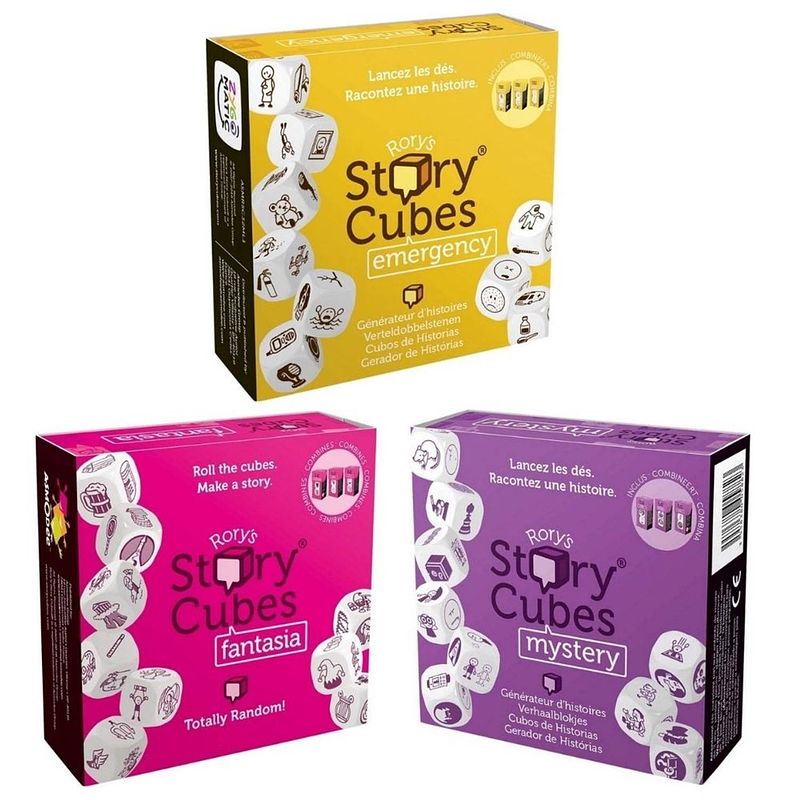 Foto van Spellenbundel - dobbelspel - 3 stuks - rory's story cubes fantasia, emergency & mystery