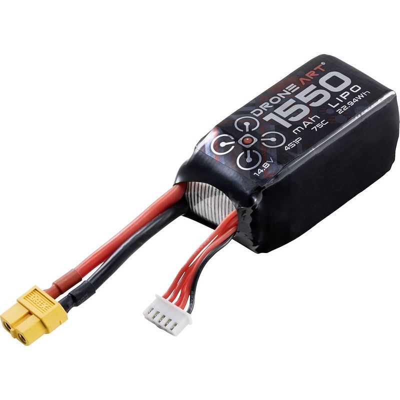 Foto van Droneart lipo accupack 14.8 v 1550 mah aantal cellen: 4 75 c softcase xt60