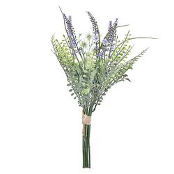 Foto van Items lavendel kunstbloemen - bosje met stelen van paarse bloemetjes - 14 x 42 cm - kunstplanten