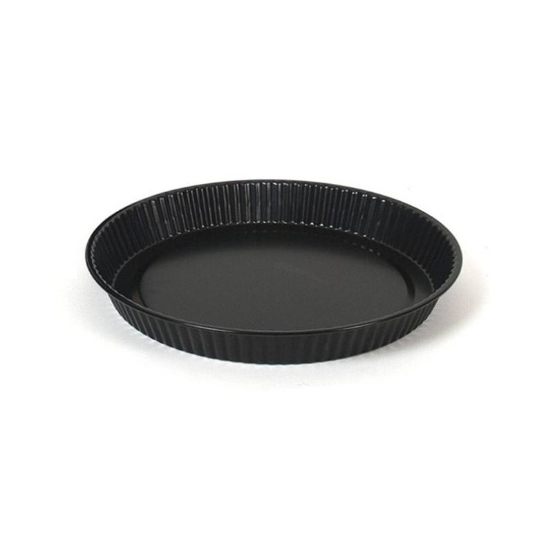 Foto van Quiche/taart bakvorm/bakblik geribbeld rond 29 x 3,5 cm zwart - cakevormen