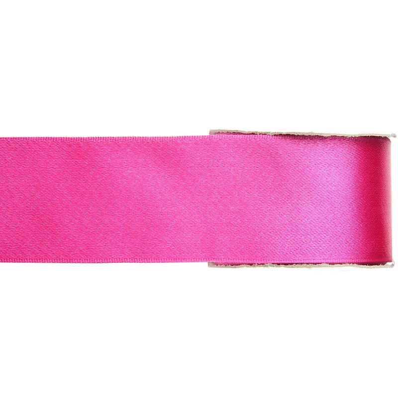 Foto van 1x hobby/decoratie fuchsia roze satijnen sierlinten 2,5 cm/25 mm x 25 meter - cadeaulinten