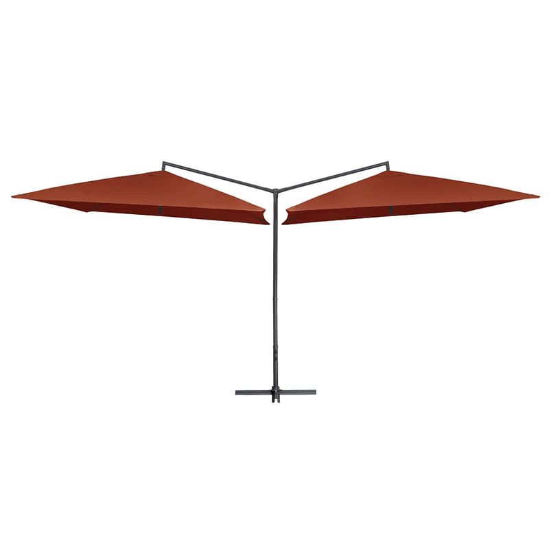 Foto van Vidaxl parasol dubbel met stalen paal 250x250 cm terracottakleurig