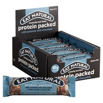 Foto van Eat natural crunchy nut bar protein packed met pinda's en chocolade 12 x 45g bij jumbo