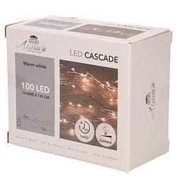 Foto van Cascade draadverlichting lichtsnoer met 100 lampjes warm wit met 10 lichtdraden - lichtsnoeren
