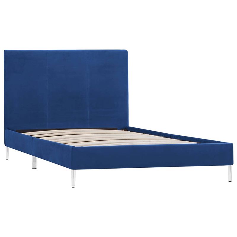 Foto van The living store bedframe blauw - hout en ijzer - 208 x 95 x 81 cm - 90 x 200 cm matras