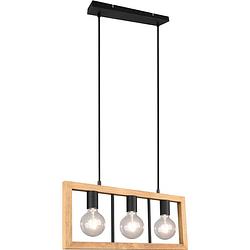 Foto van Led hanglamp - hangverlichting - trion aplon - e27 fitting - 3-lichts - rechthoek - mat zwart - aluminium