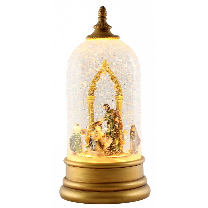 Foto van Peha lantaarn kerst led 12 x 26 cm staal/glas goud