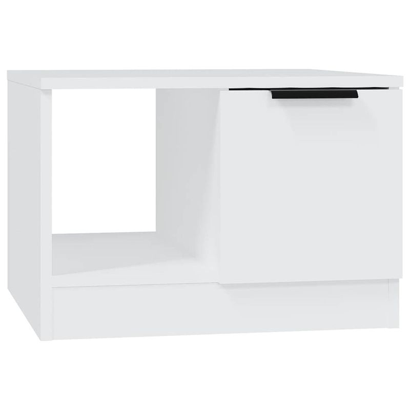 Foto van The living store salontafel - bewerkt hout - wit - 50 x 50 x 36 cm - opbergruimte