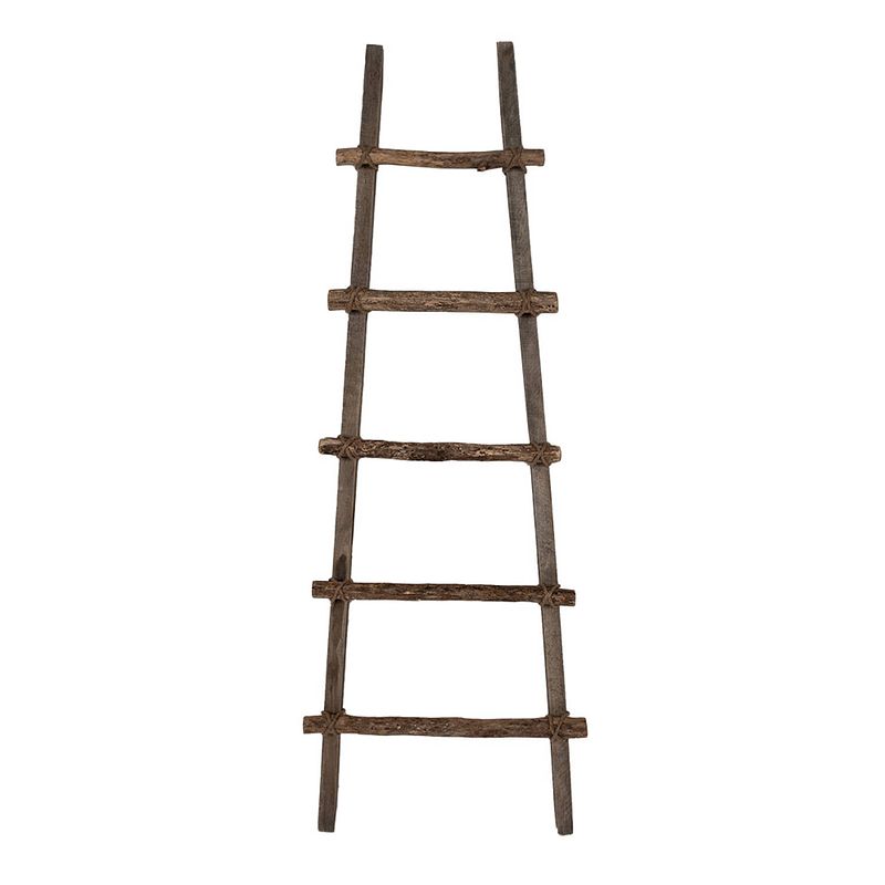 Foto van Clayre & eef handdoekhouder 140 cm bruin hout decoratie ladder bruin decoratie ladder