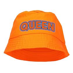 Foto van Koningsdag vissershoedje/bucket hat oranje - queen - 57-58 cm - verkleedhoofddeksels