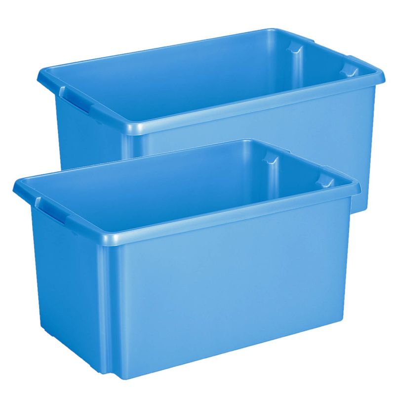 Foto van Sunware opslagbox - 2 stuks - kunststof 51 liter blauw 59 x 39 x 29 cm - opbergbox