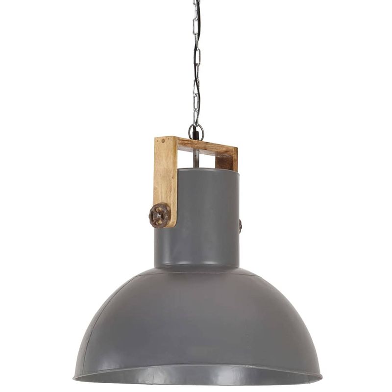 Foto van The living store hanglamp industrieel - 154 cm - grijs ijzer en mangohout