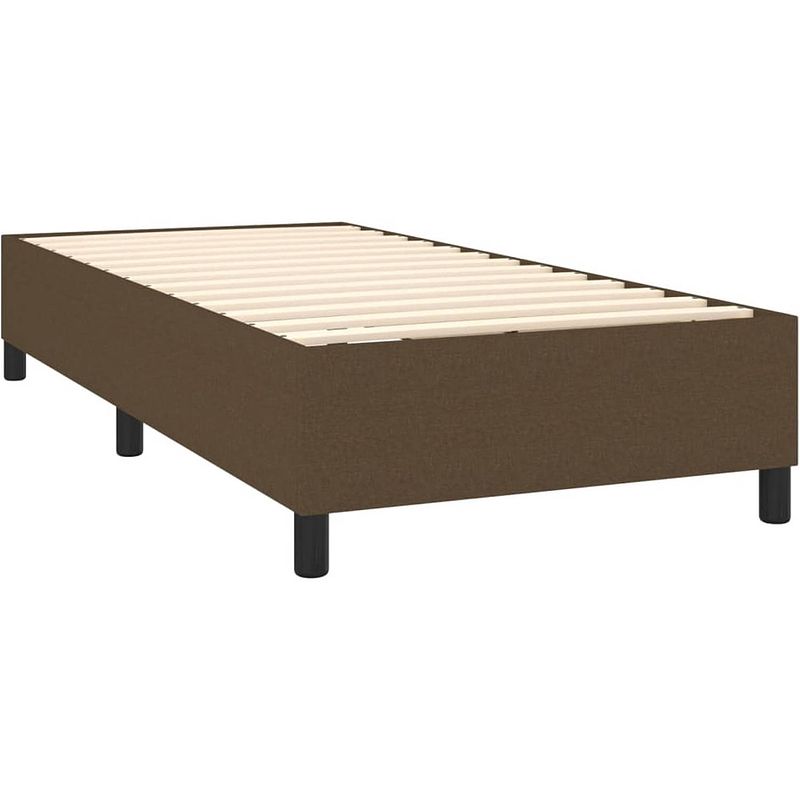 Foto van The living store boxspring donkerbruin 203x100x118/128 cm - pocketvering matras - inclusief led