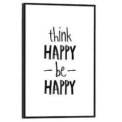 Foto van Poster met lijst think happy - 30x20 cm - leen bakker