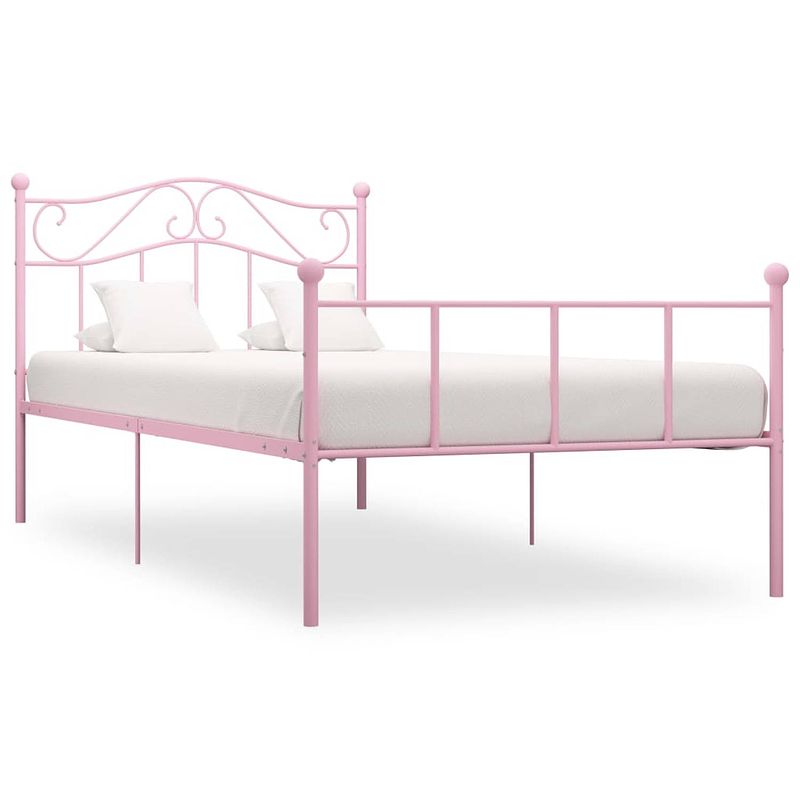 Foto van Vidaxl bedframe metaal roze 90x200 cm