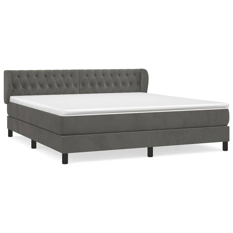 Foto van The living store boxspringbed - fluweel - donkergrijs - 203x183x78/88 - pocketvering