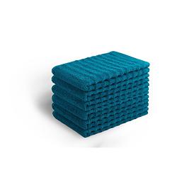 Foto van Seashell wave gastendoek set - mozaiek blauw - 6 stuks - 30x50cm - premium
