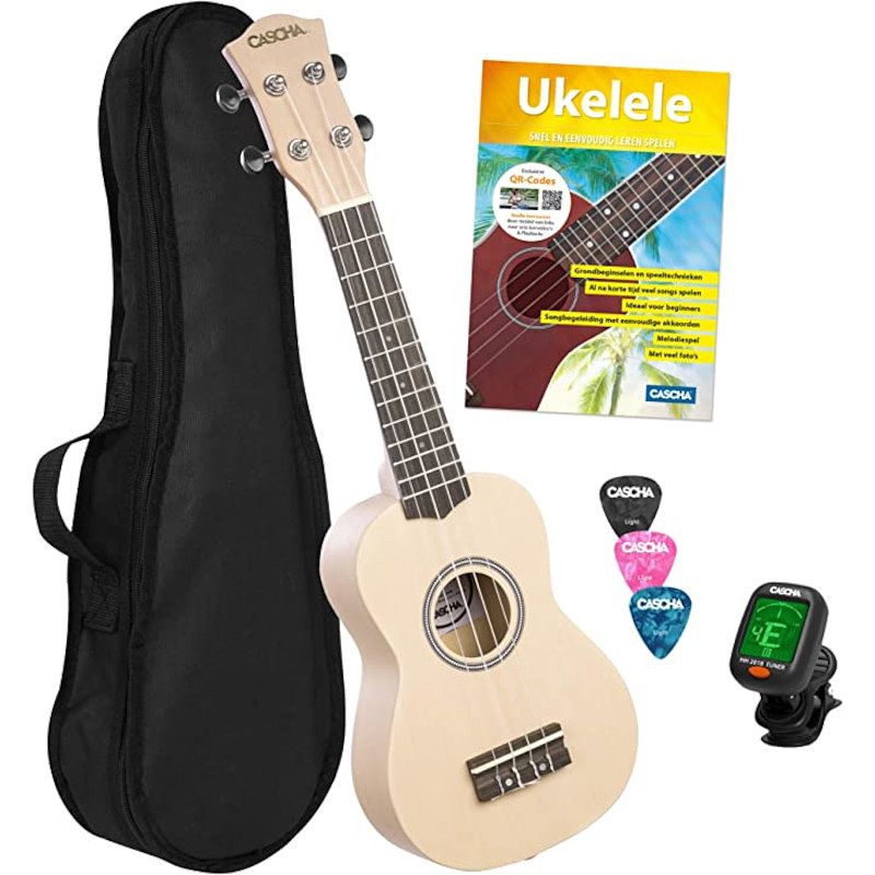 Foto van Cascha hh 3975 sopraan ukelele set linden wit (4-talig)