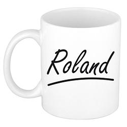 Foto van Naam cadeau mok / beker roland met sierlijke letters 300 ml - naam mokken