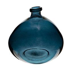 Foto van Atmosphera bloemenvaas organische bol fles vorm - blauw transparant - glas - h22 x d21 cm - vazen