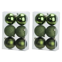 Foto van 12x appelgroene kerstballen 8 cm kunststof mat/glans/glitter - kerstbal